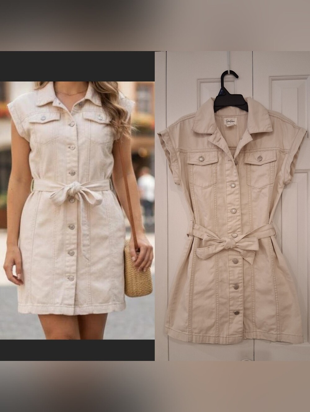 Jessica Simpson Button-Front Tie-Waist Mini Dress - XS